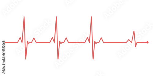 Illustration of a Red Heartbeat Line on a White Background Representing Health and Medicine Concepts