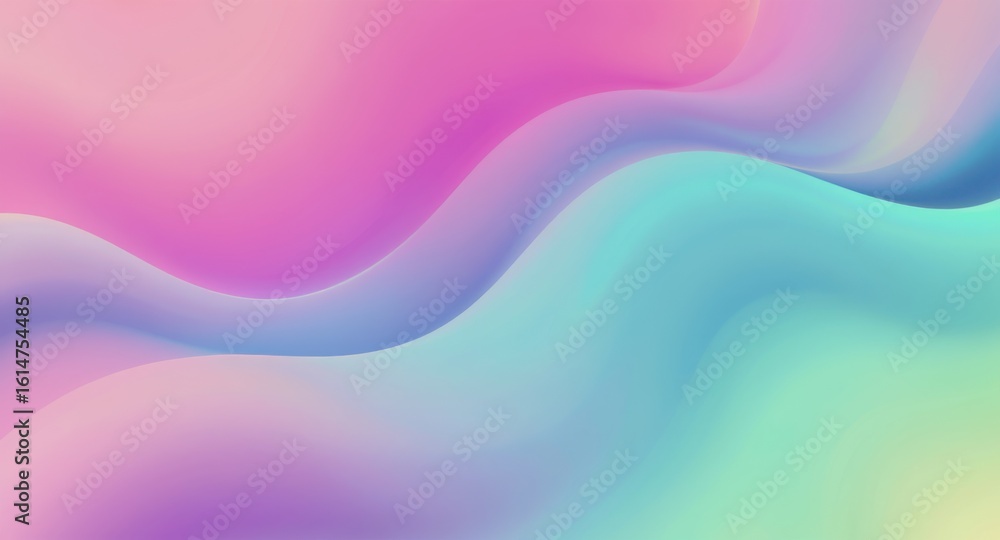Obraz premium Ethereal Pastel Waves of Soft Pink, Purple, and Teal Gradient Flow