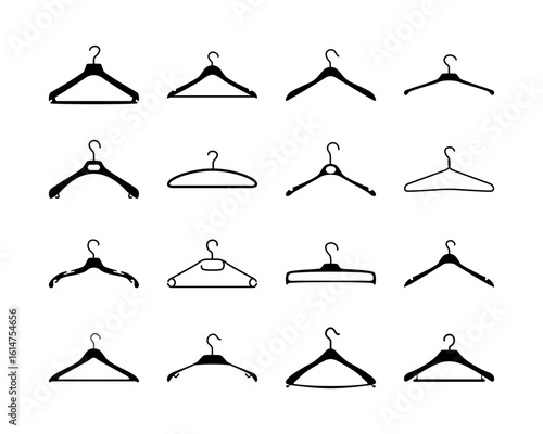 silhouettes of various types of clothes hangers