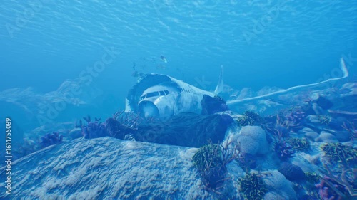 Wallpaper Mural Sunken Airplane in Underwater Ocean Torontodigital.ca