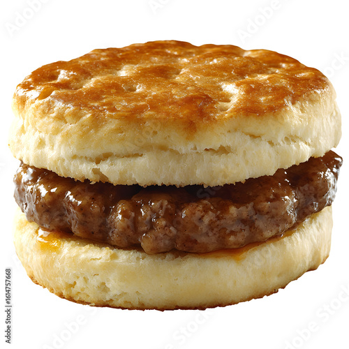 sausage biscuit sandwich isolated on white background