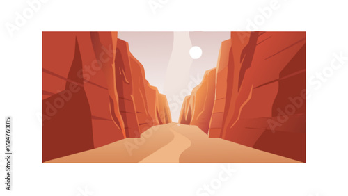 Grand canyon desert landscape background illustration with sun and sky vector design scene vector