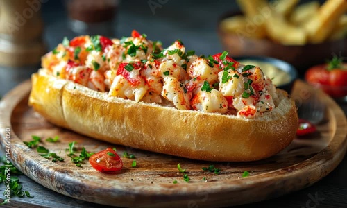 Delicious lobster roll, a New England classic.