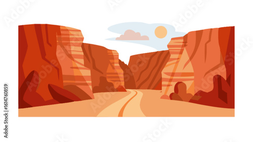 Explore the grand canyon landscape vector illustration with desert mountains and scenic views today