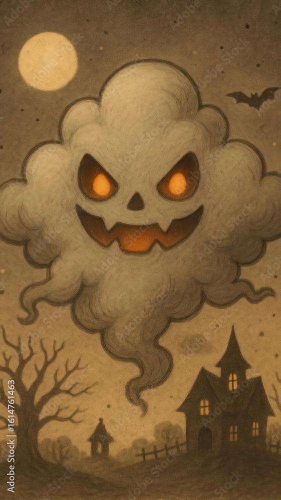 Fototapeta premium Spooky ghostly night scene