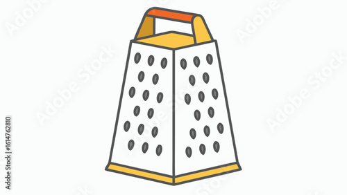 Yellow orange and grey four sided grater kitchen utensil food cooking
