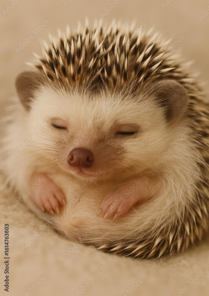 Obraz premium Adorable hedgehog sleeping peacefully.