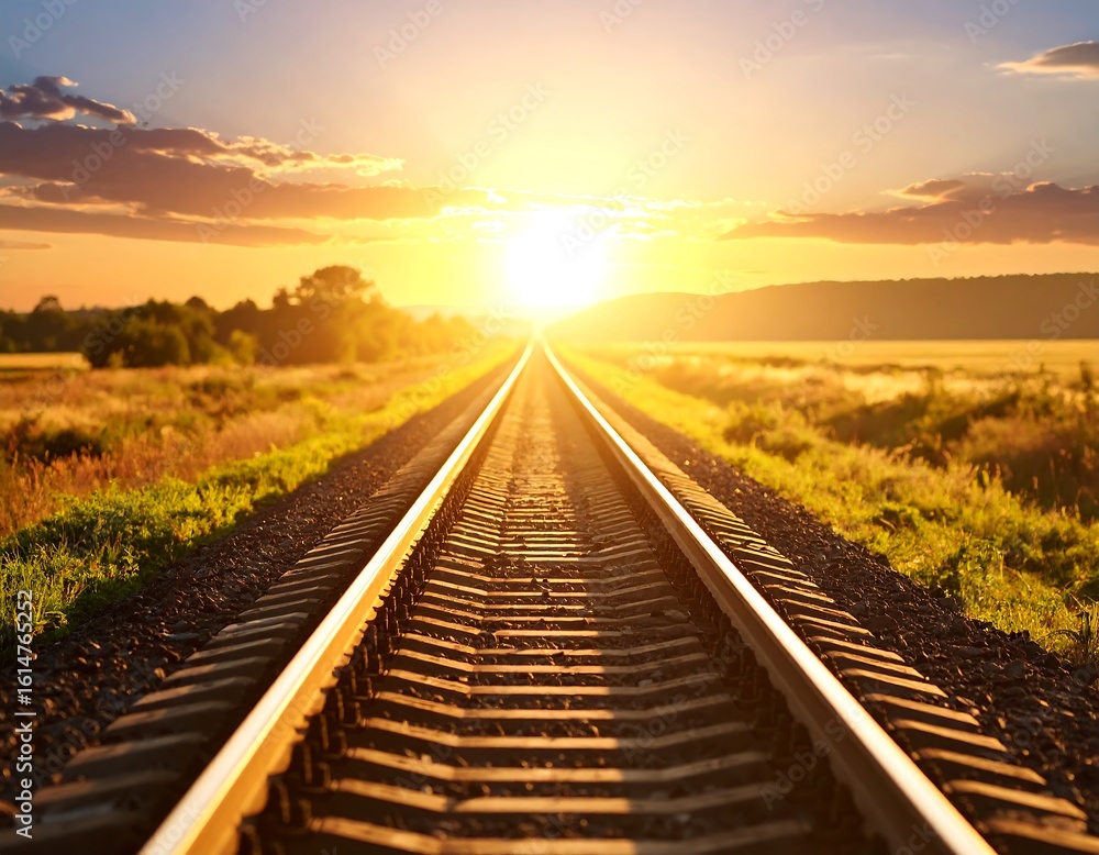 Fototapeta premium Sunsets over train tracks