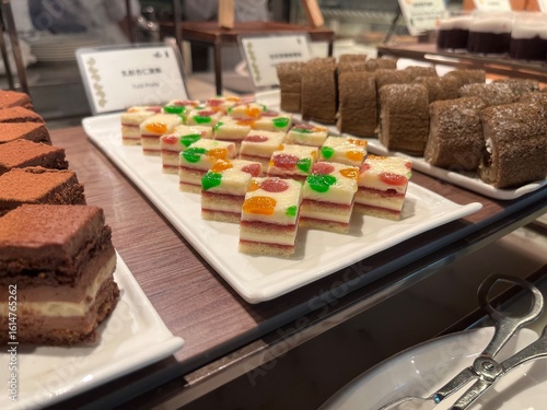 various cake in a restaurant