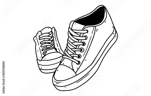 Pair of white canvas sport shoes vector illustration