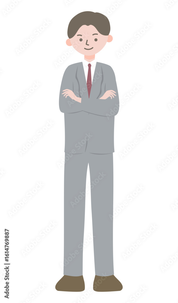 Confident Businessman in Suit – Arms Crossed Full Body Illustration-2 Confident Businessman in Suit – Arms Crossed Full Body Illustration-2