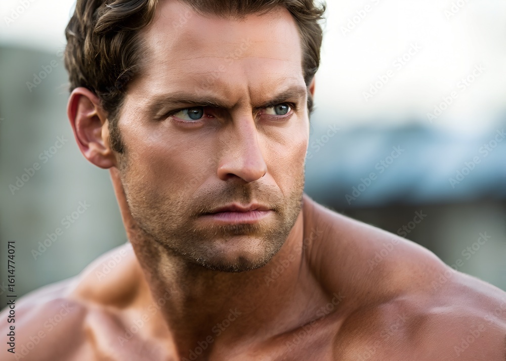 Obraz premium Close-up portrait of a muscular man.