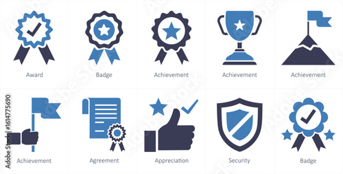 A set of 10 mix icons as award, badge, achievement