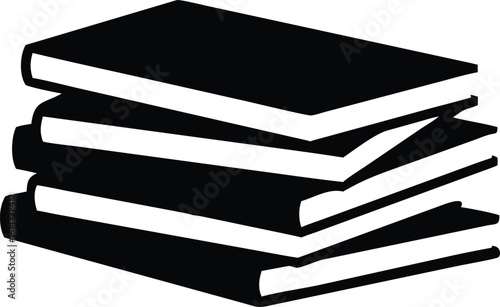 Stack of Four Black and White Books Design Element Library