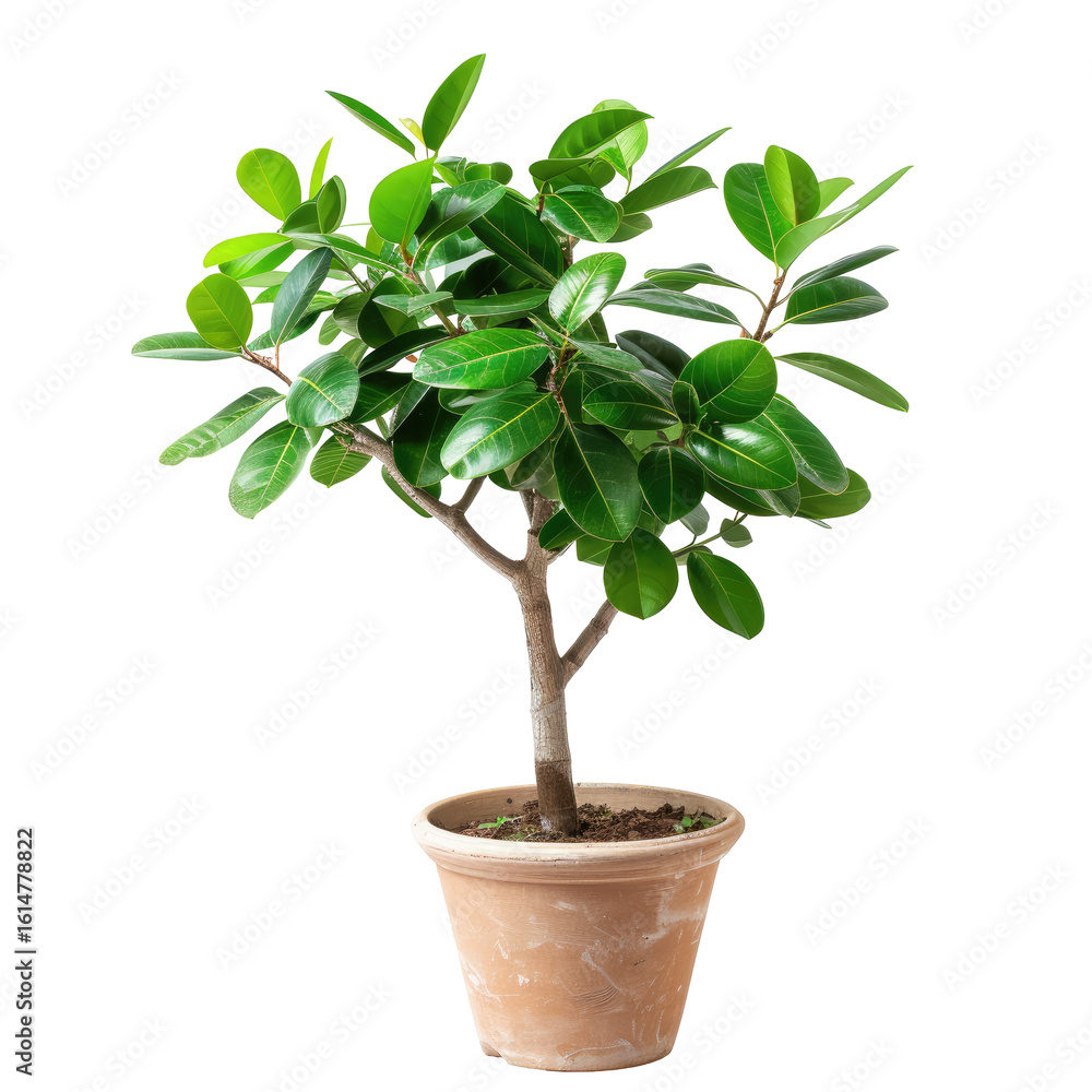 Potted fiddle leaf fig. Lush green leaves Potted fiddle leaf fig. Lush green leaves