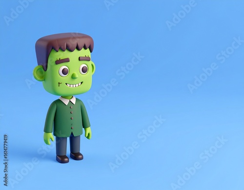 3D Cute Frankenstein Monster Cartoon Character