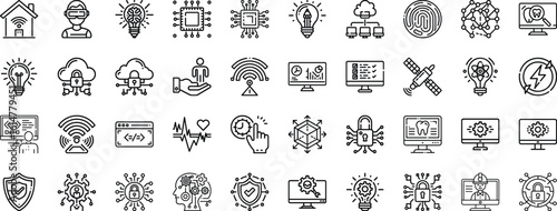 Modern Technology and Digital Concepts Line Icons