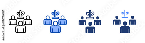 Society icon set multiple style collection