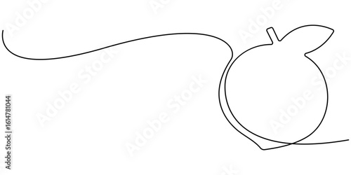Peach fruit in continuous line art drawing style. Simple black sketch made of one line isolated on white background, Apricot vector illustration. One line drawing art illustration. 