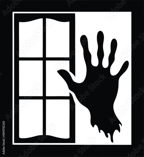 Haunted Mirror & Window Frames Scary handprint on a window