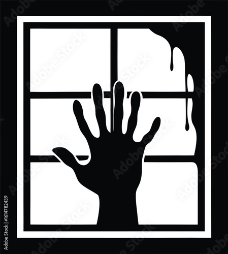 Haunted Mirror & Window Frames Silhouette of a hand pressed against a window