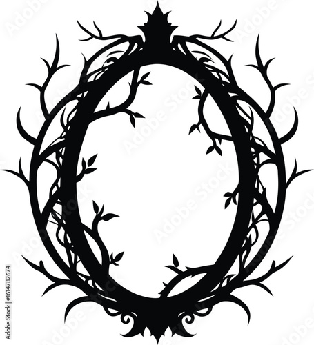 Haunted Mirror & Window Frames Gothic oval frame of twisted branches