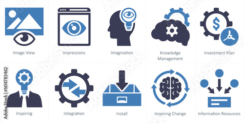 A set of 10 mix icons as image view, impressions, imagination