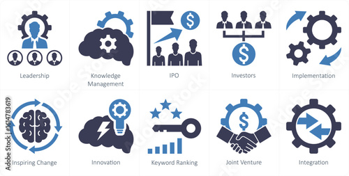 A set of 10 mix icons as leadership, knowledge management