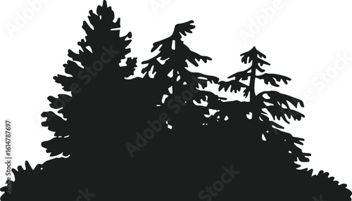 Evergreen Tree Silhouette Vector Scene