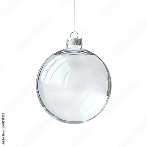 A hanging glass ornament with a white background, suspended in the air, has an all-white matte finish and is made of a plastic material.