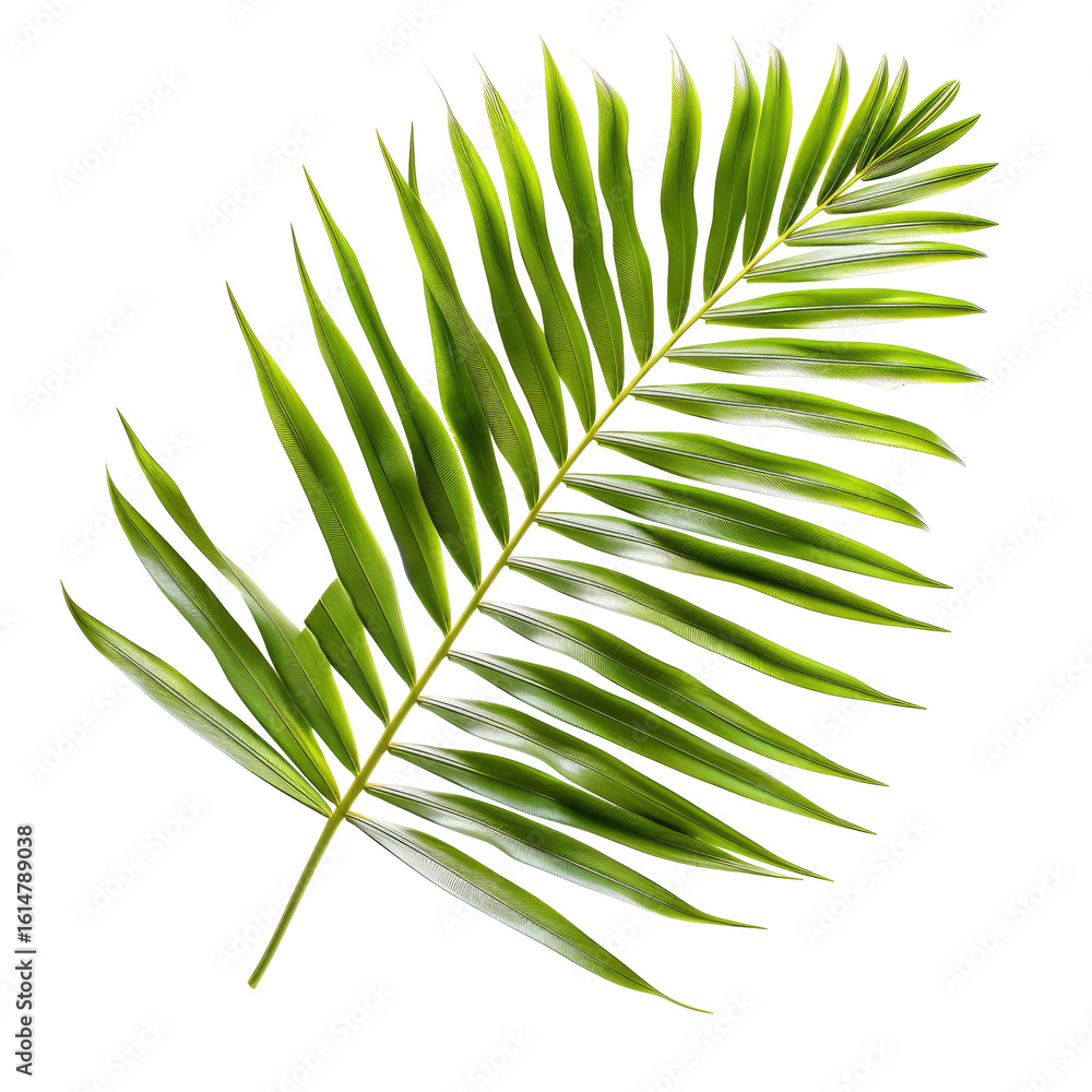 Fototapeta premium Detailed palm leaf, vibrant green, sharp edges