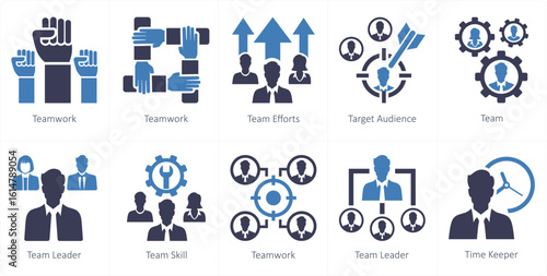 A set of 10 mix icons as teamwork, team efforts, target audience