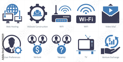A set of 10 mix icons as web hosting, website construction, wifi