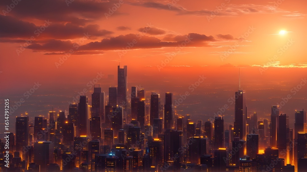 Obraz premium sunset over the city