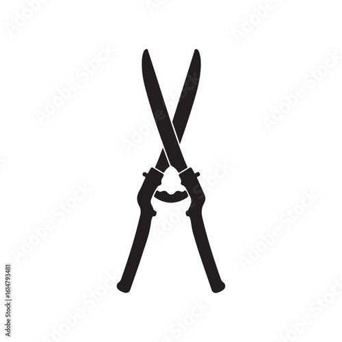 Garden hedge shears silhouette icon logo vector illustration isolated on white background
