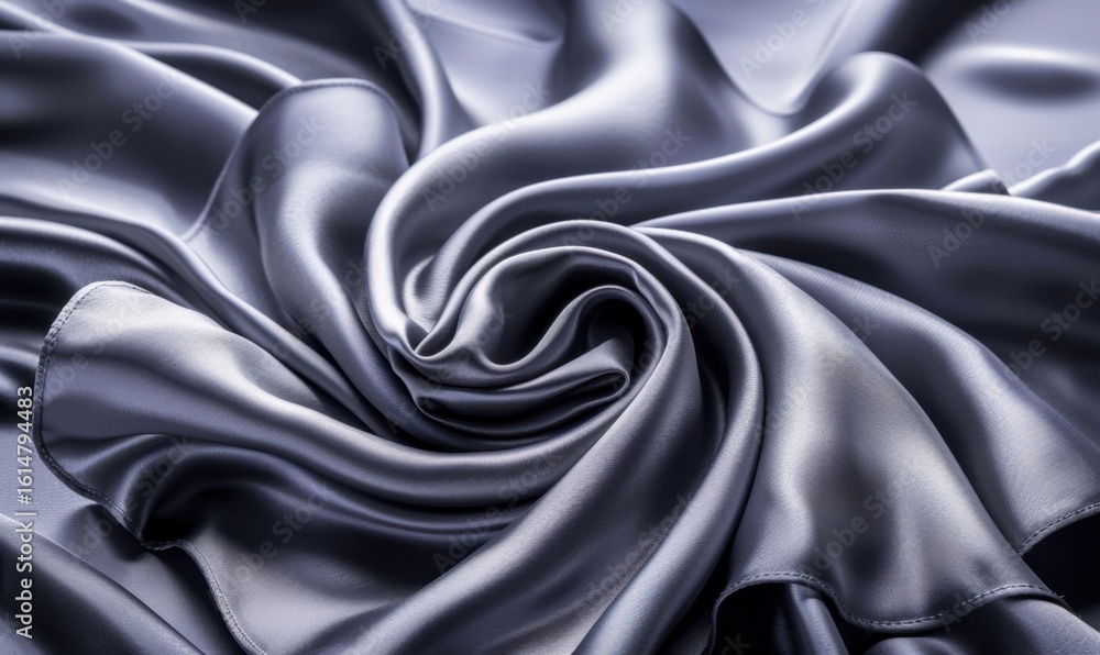 Fototapeta premium Abstract metallic swirl close up of smooth fabric with elegant texture