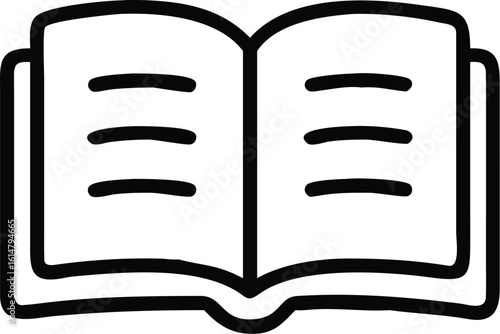 Open Book Icon with Pages, Education and Knowledge Symbol for Reading and Learning
