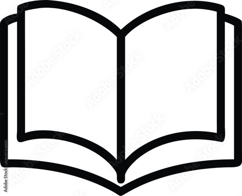 Open Book Icon with Blank Pages, Education and Knowledge Symbol for Reading and Writing