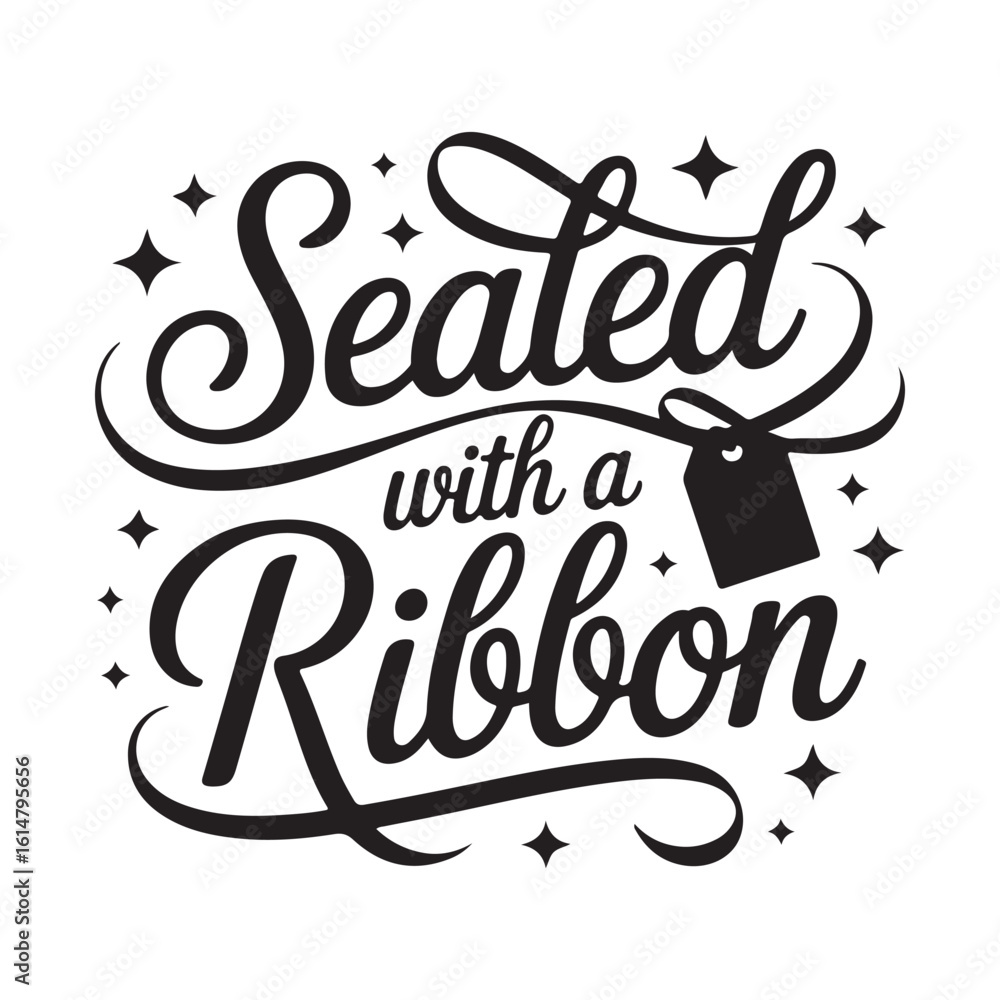 Fototapeta premium Seated with a Ribbon decorative text design