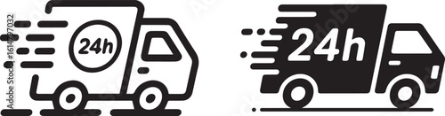 24h Shipping Truck Icon  Fast Delivery Vector on Transparent Background


