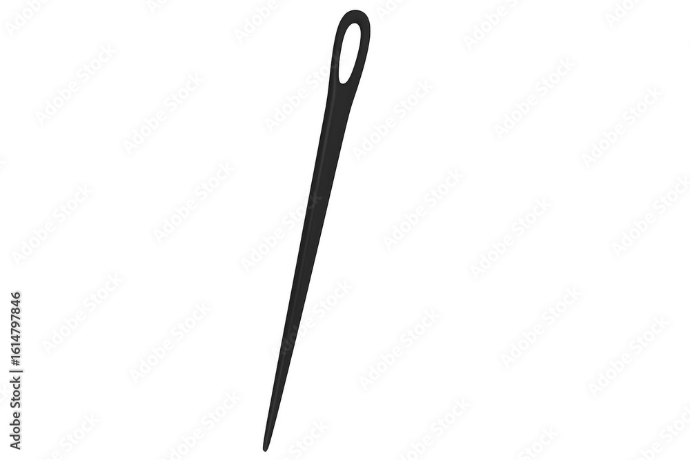 Obraz premium Single black needle with transparent background for sewing and tailoring