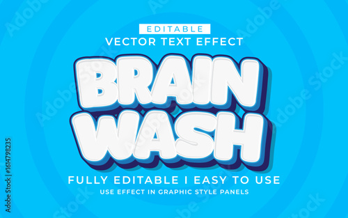 3d editable brain wash text effect typography style template
