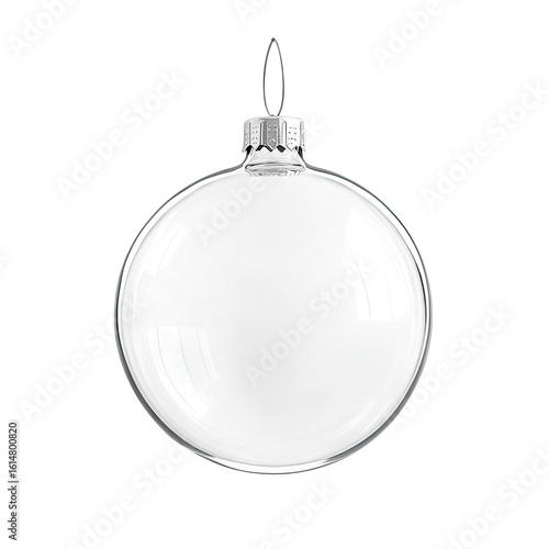A simple white glass ornament hanging from the top, with an opening at both ends for filling and hanging ornaments inside.