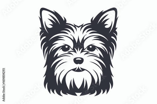 mascot yorkshire terrier dog head black and white vector