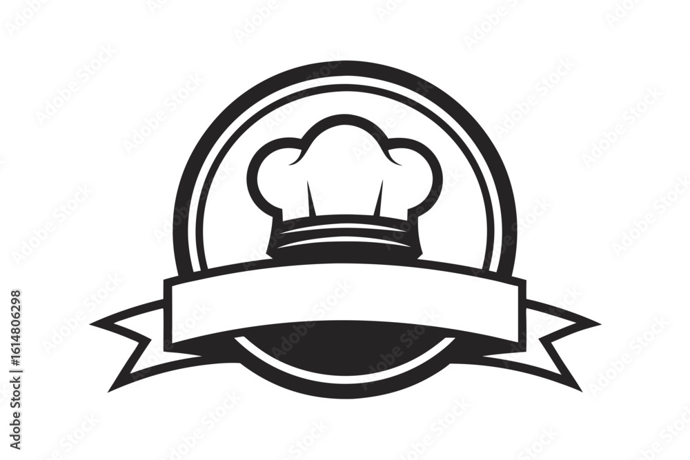 Fototapeta premium chef hat minimalist logo black and white silhouette