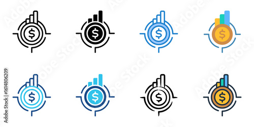 Series A Funding icon set multiple style collection 