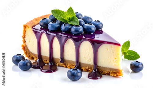 Delicious blueberry cheesecake slice