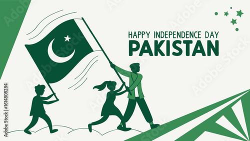 Celebrate pakistan independence day with flag waving and patriotic spirit vector illustration design element