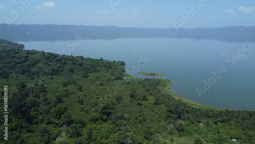 Scenic View of Lake Bosomtwe and Lush Vegetation in Ghana