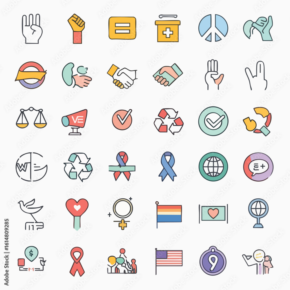 Fototapeta premium Social Issues Icons Set.